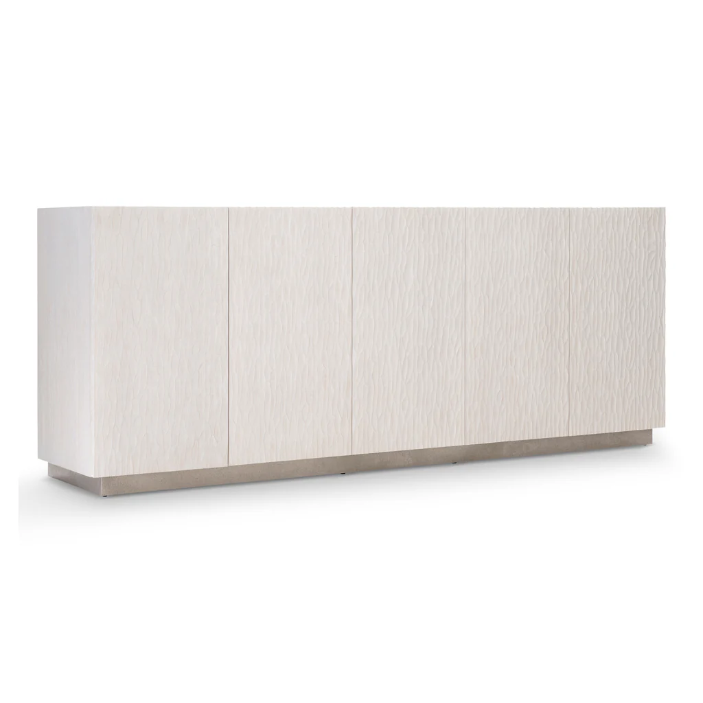 Office Furniture Credenza - Modern Beyaz Dalgalı Dokulu TV Sehpası,