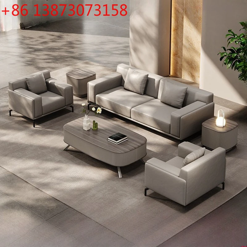 Office Furniture First - Deri ofis kanepe kombinasyonu resepsiyon alanı