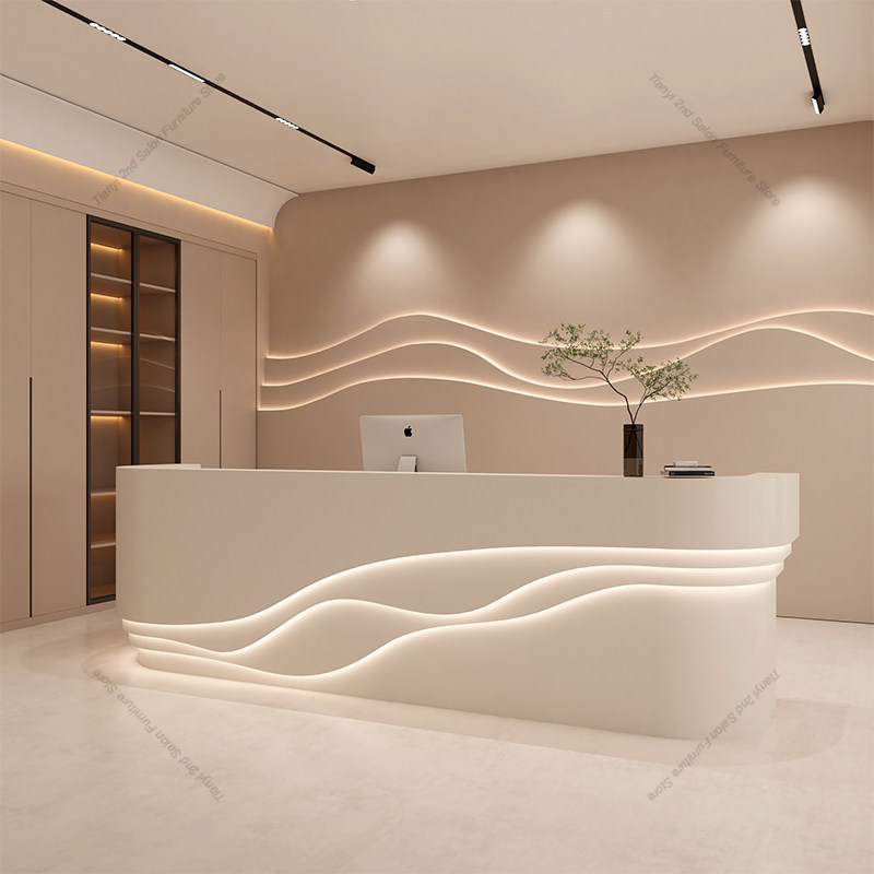 Office Furniture Store - İskandinav Krem Rengi Kasa Bankosu Modern