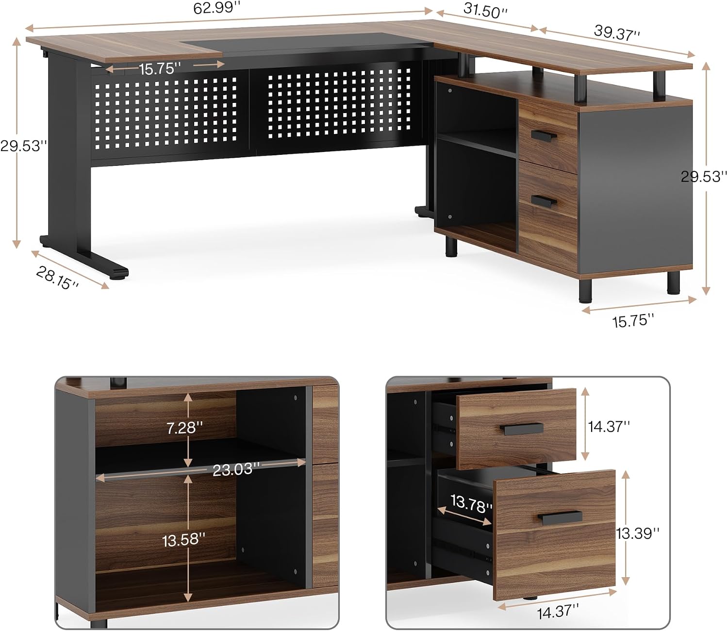 63 İnç L Şeklinde Yönetici Mas - Office Furniture Filing Cabinets incelemesi ve fiyatı